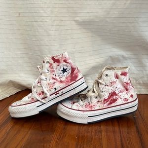 Custom painted converse high tops! Barley worn.